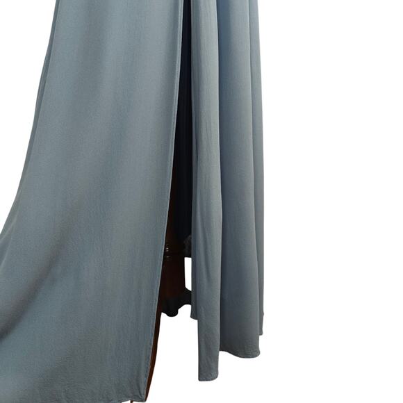 Reformation Andee Halter Maxi Dress Size 12 Mineral Blue Side Slit Romantic - Picture 7 of 15